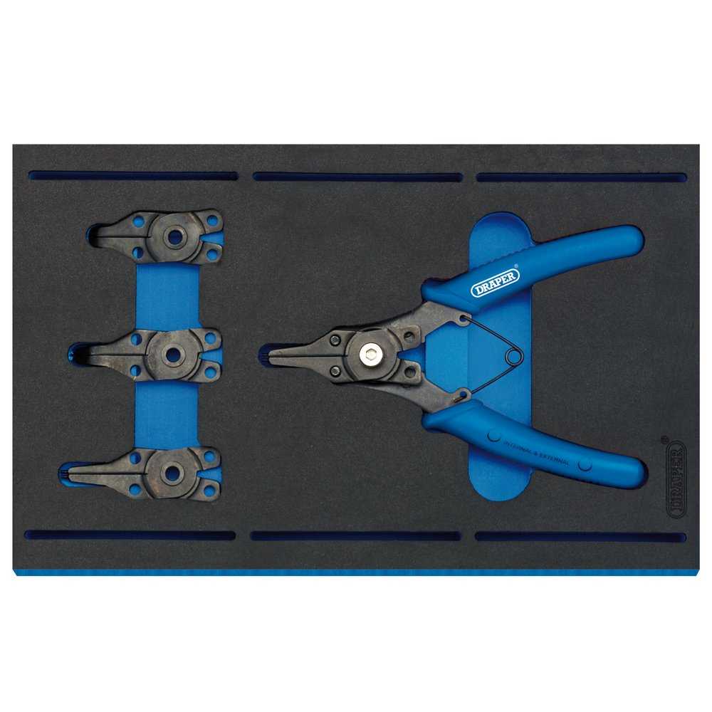 Draper, Interchangeable Circlip Plier Set in 1/4 Drawer EVA Insert Tray (5 Piece)